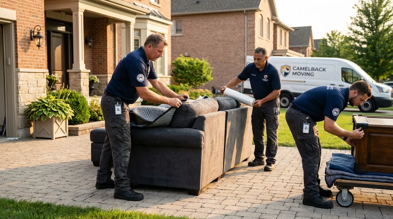 Large estate moving crew wrapping furniture in Lynn Haven, FL